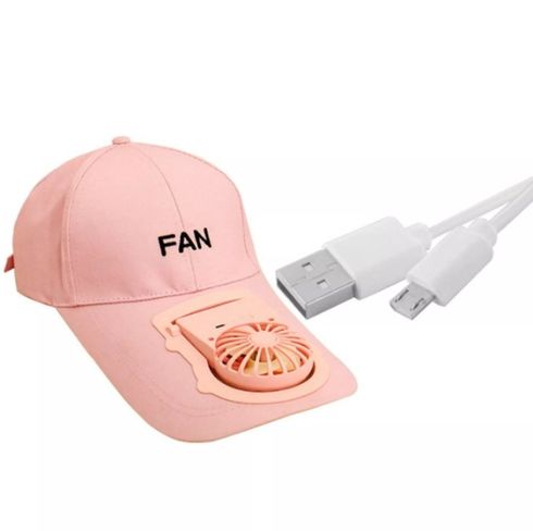 кепка с вентилятором розовая