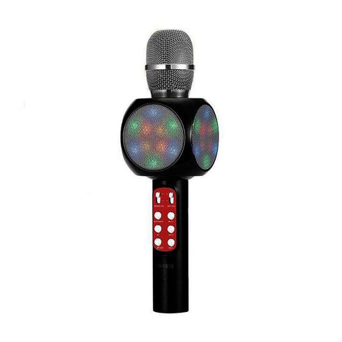Беспроводной караоке Bluetooth микрофон со светодиодной цветомузыкой, WSTER WS-1816​ черный (USB, microSD, AUX, Bluetooth)
