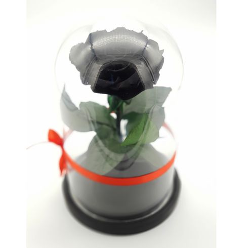черная роза в стеклянной колбе премиум