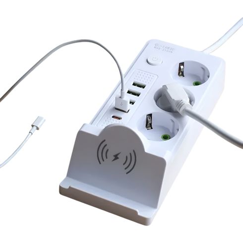 Сетевой фильтр POWER SOCKET с USB, Type-C и беспроводной зарядкой